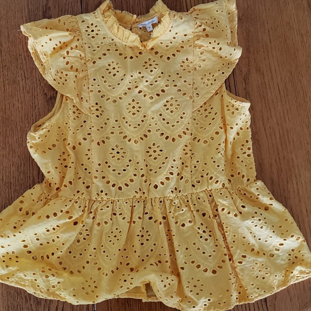 Rebellion Yellow Tank Top with Button Closure